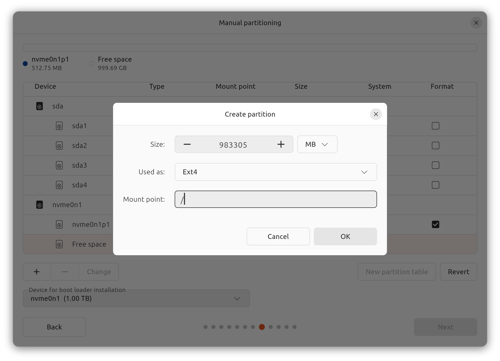 Ubuntu Installation Disk Setup Root