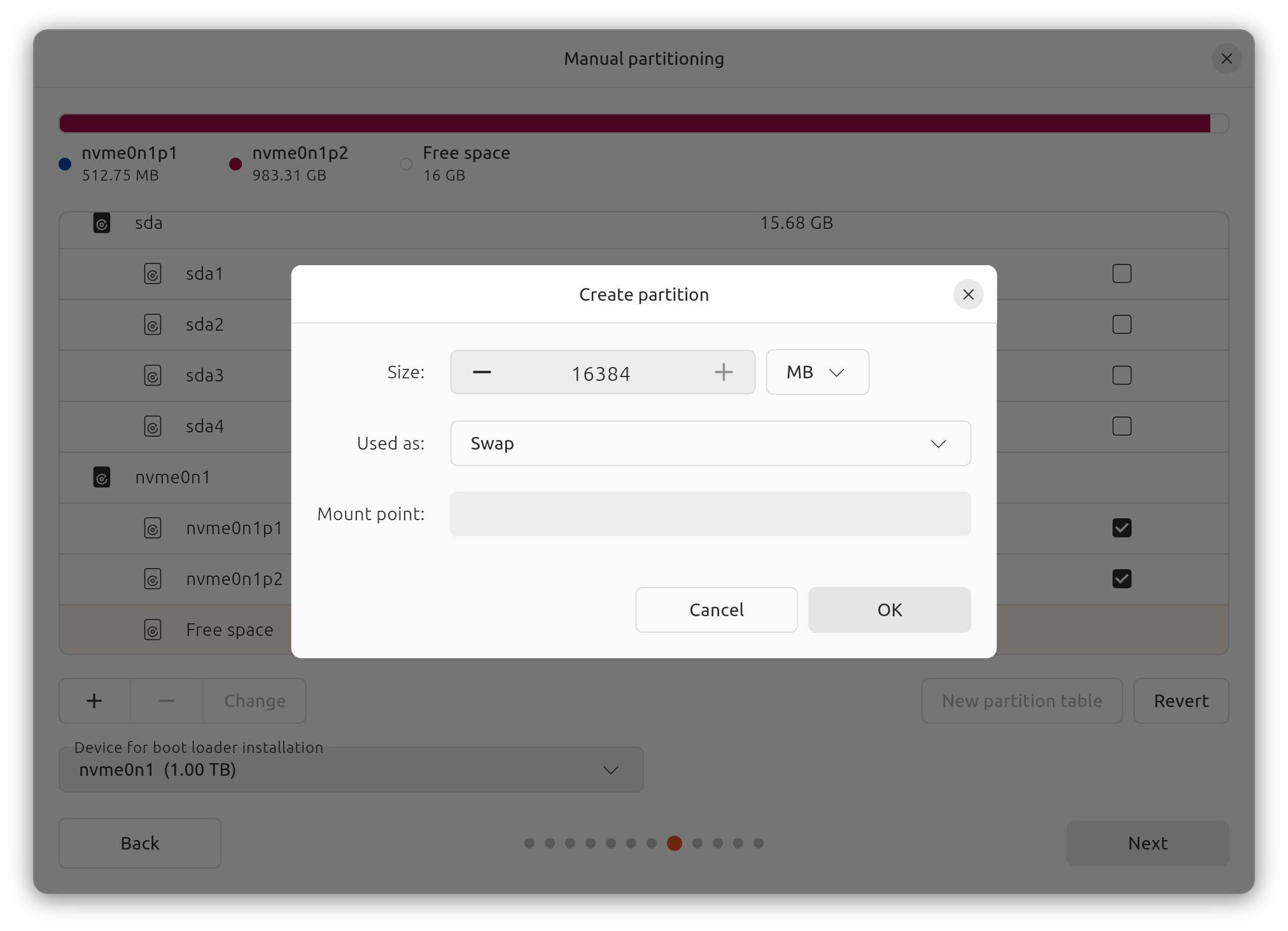 Ubuntu Installation Disk Setup Swap