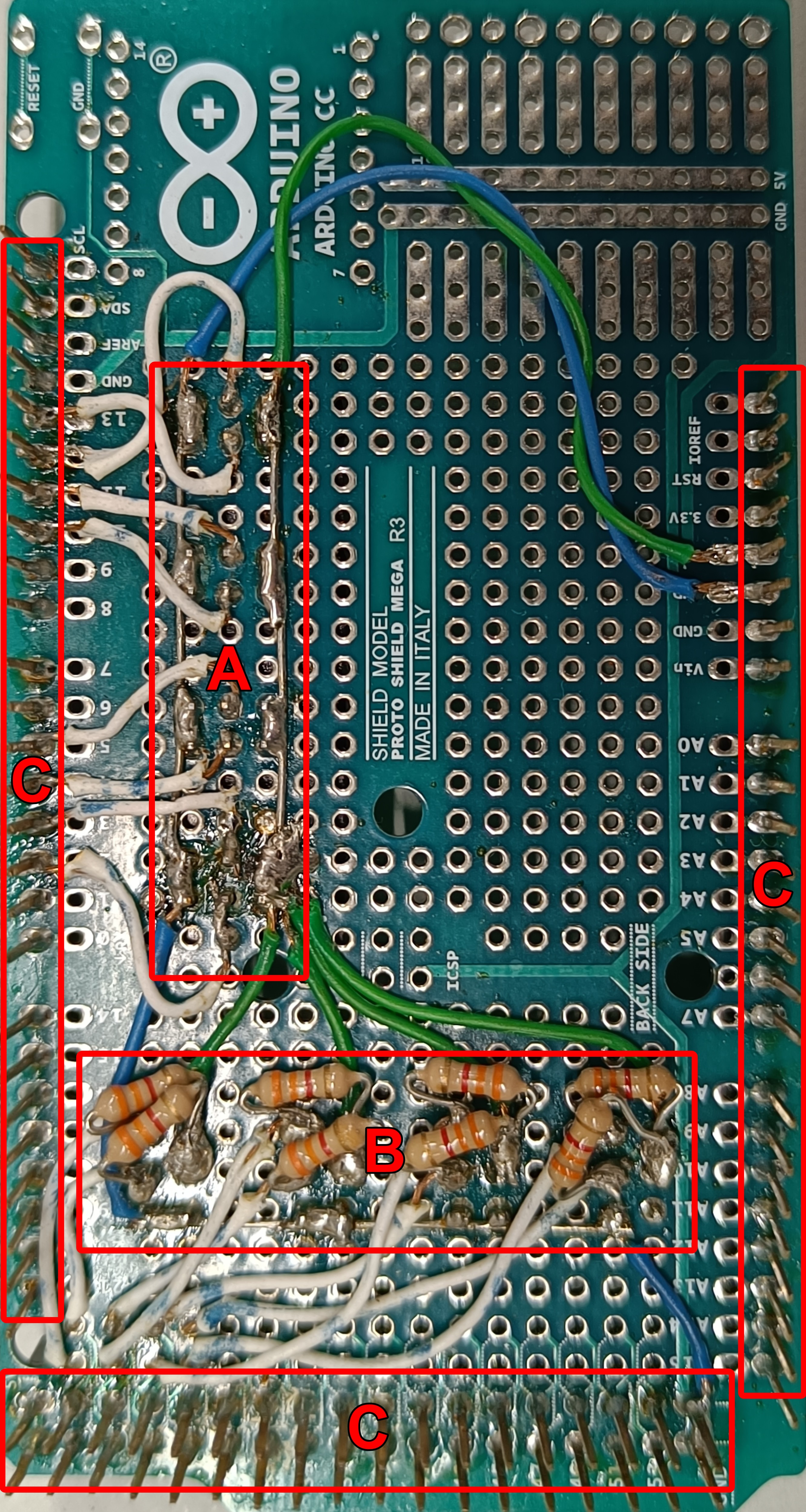 Arduino Mega Proto Shield - Back View