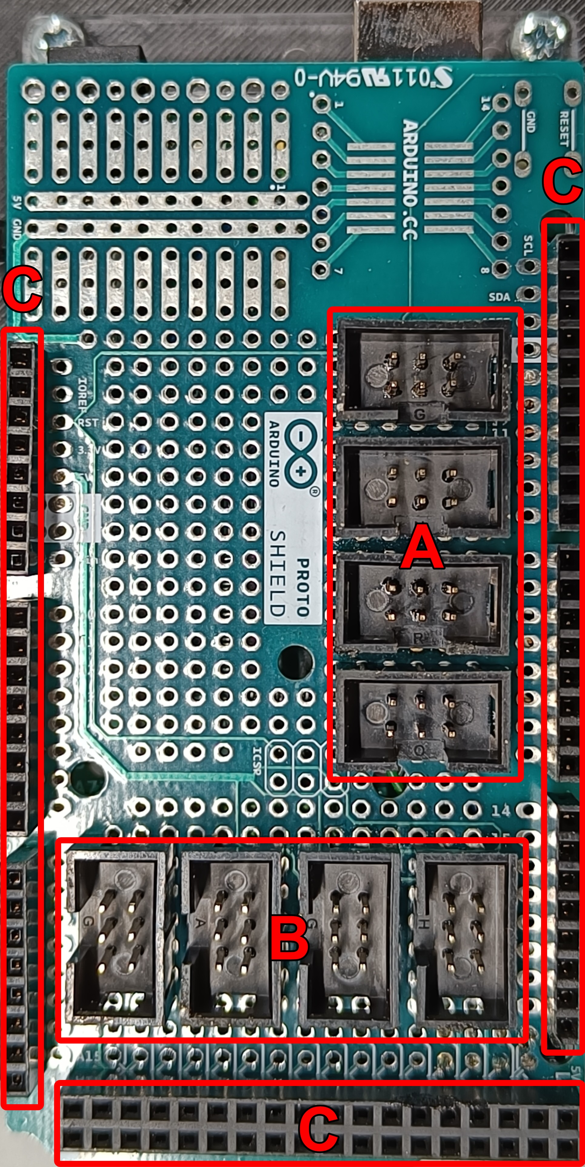 Arduino Mega Proto Shield - Front View