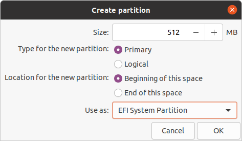 Ubuntu Installation Type EFI
