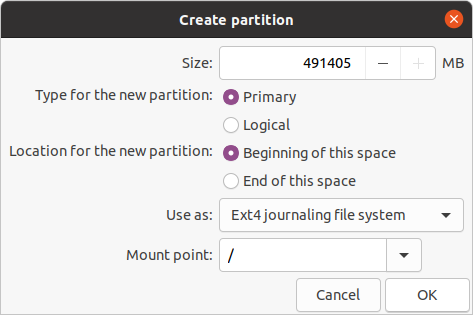 Ubuntu Installation Type Root